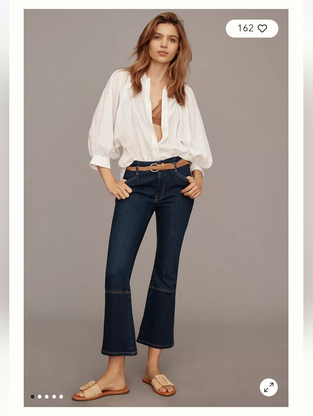 Anthropologie Pilcro Kick Mid-Rise Crop Flare Jeans Dark Wash 28 EUC